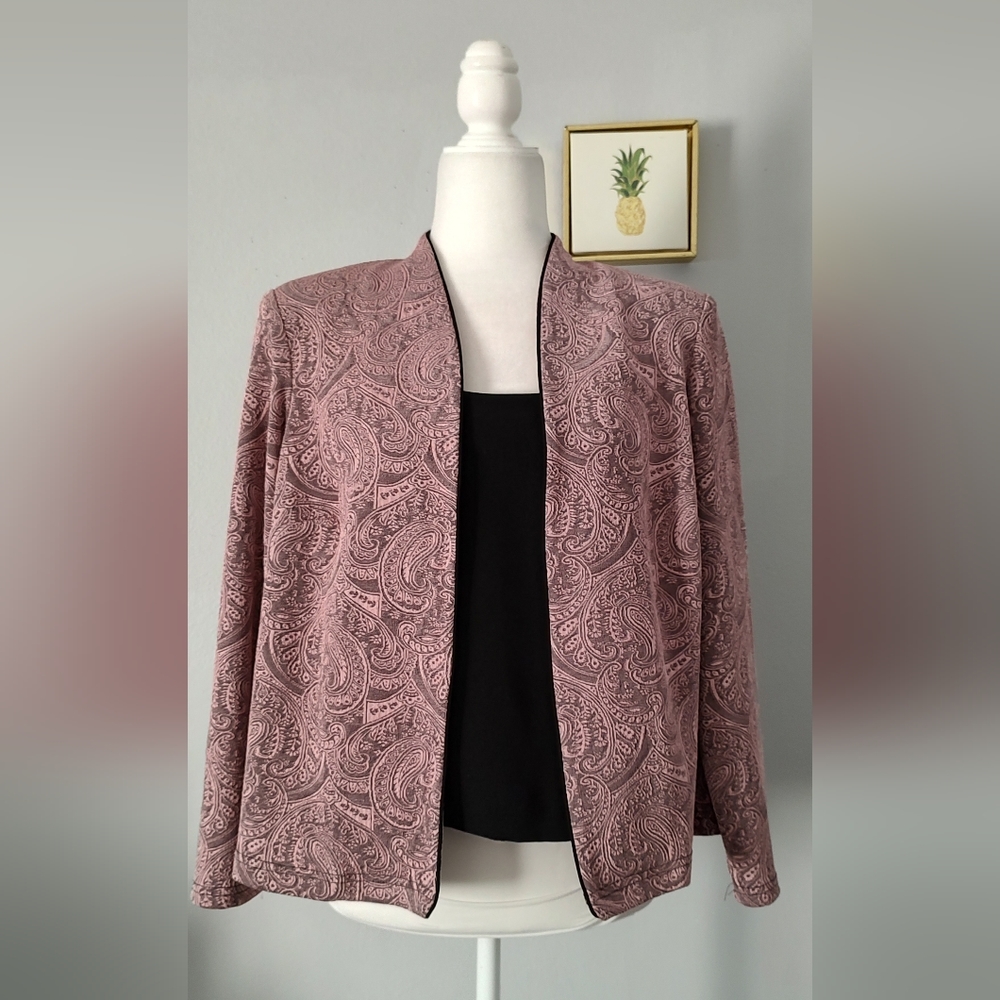 Blouse Top Blazer Positive Attitude  Size 16 Petite One Piece Long Sleeves Pink